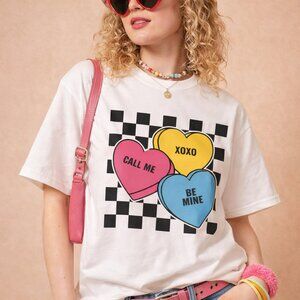 Retro Candy Heart Graphic Tee | Hanes White T-Shirt | Size L | Valentine Aesthet
